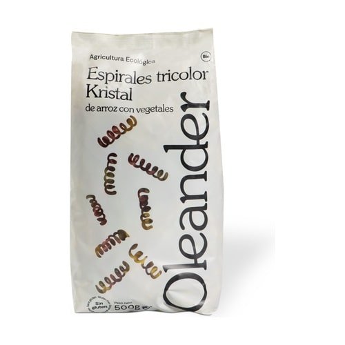 ESPIRALES TRICOLOR PASTA KRISTAL SIN GLUTEN 500 GR OLEANDER
